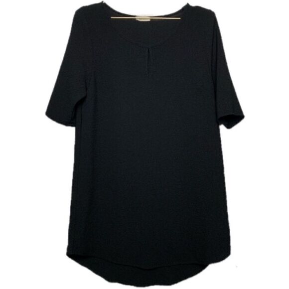 🍟Black  Tunic Mini Dress w Chest Keyhole - Picture 1 of 6